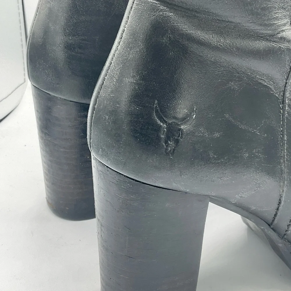 “RUDSAK” “TOTEM” Black Leather Zippered Ankle Boots. - Picture 4 of 16